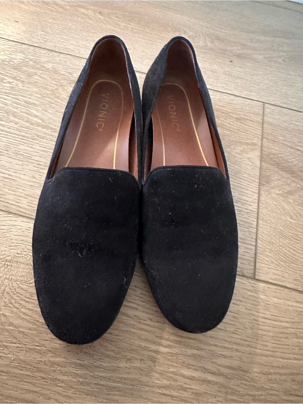 Vionic Black Suede Slip-On Loafers